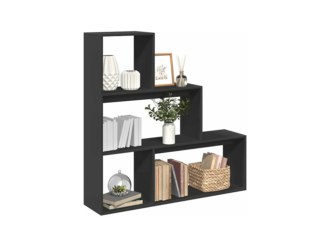 Étagère bibliothèque escalier Palino 123cm - 4 niches-Couleur Noir