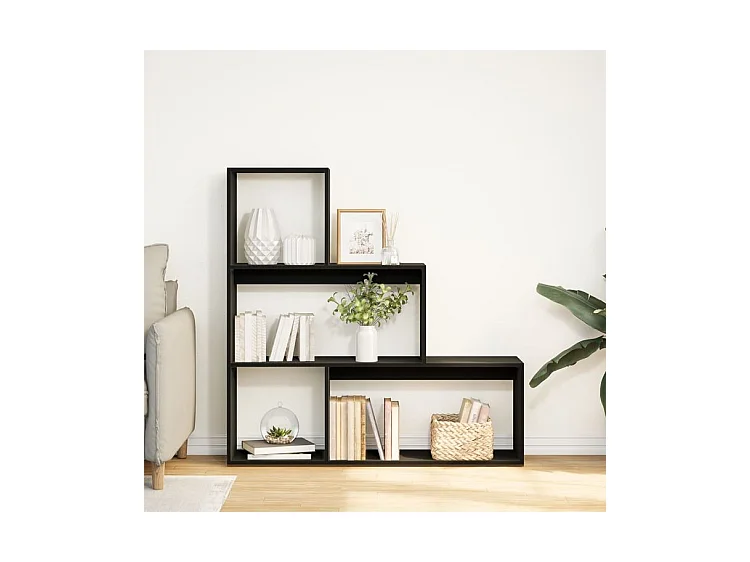 Étagère bibliothèque escalier Palino 123cm - 4 niches-Couleur Noir