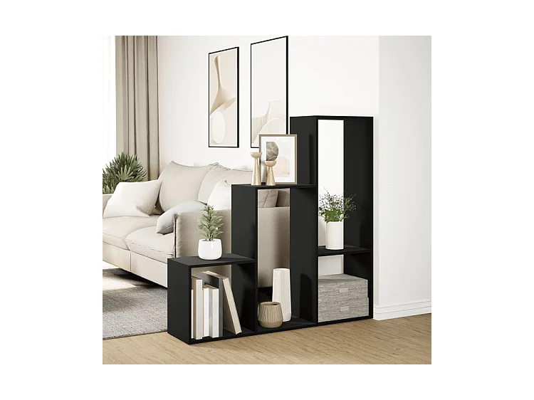 Étagère bibliothèque escalier Palino 123cm - 4 niches-Couleur Noir