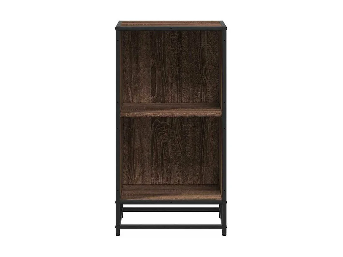 Petite étagère bibliothèque 2 niveaux Kalvani - Bois et metal noir-Couleur Noyer-Largeur 40 cm