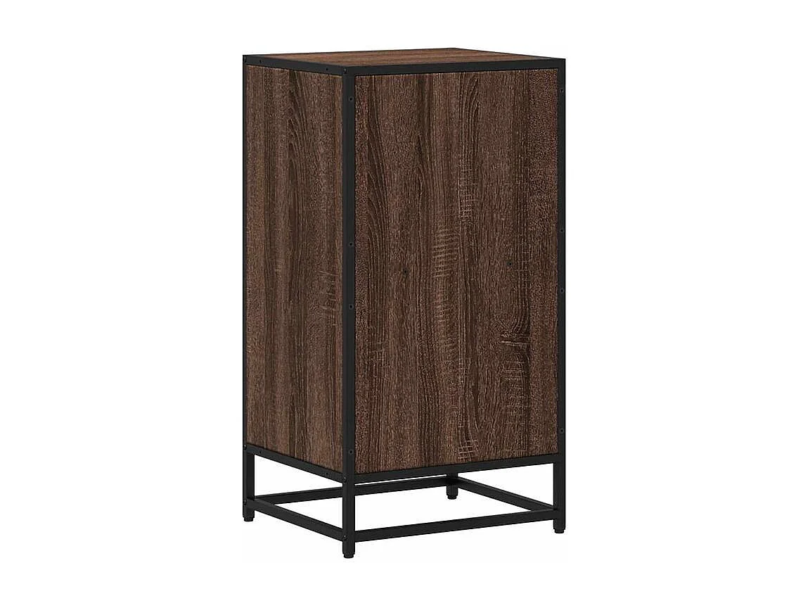 Petite étagère bibliothèque 2 niveaux Kalvani - Bois et metal noir-Couleur Noyer-Largeur 40 cm