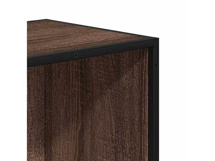 Petite étagère bibliothèque 2 niveaux Kalvani - Bois et metal noir-Couleur Noyer-Largeur 40 cm