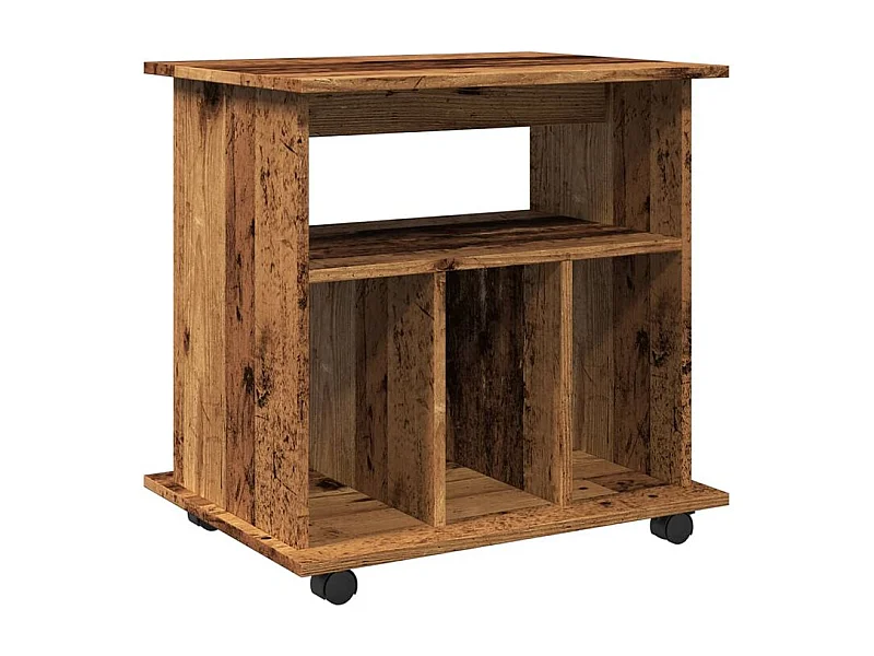 Petit meuble étagère à roulettes Ruka 60cm - Fonctionnel et moderne-Couleur Marron noisette