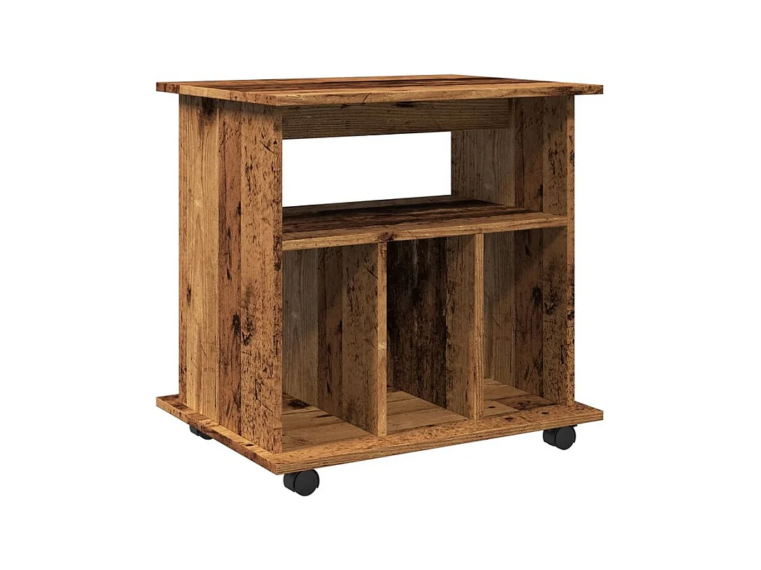 Petit meuble étagère à roulettes Ruka 60cm - Fonctionnel et moderne-Couleur Marron noisette