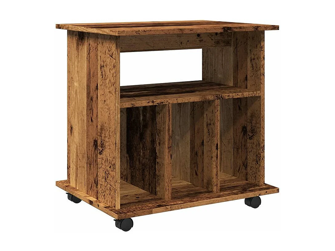 Petit meuble étagère à roulettes Ruka 60cm - Fonctionnel et moderne-Couleur Marron noisette