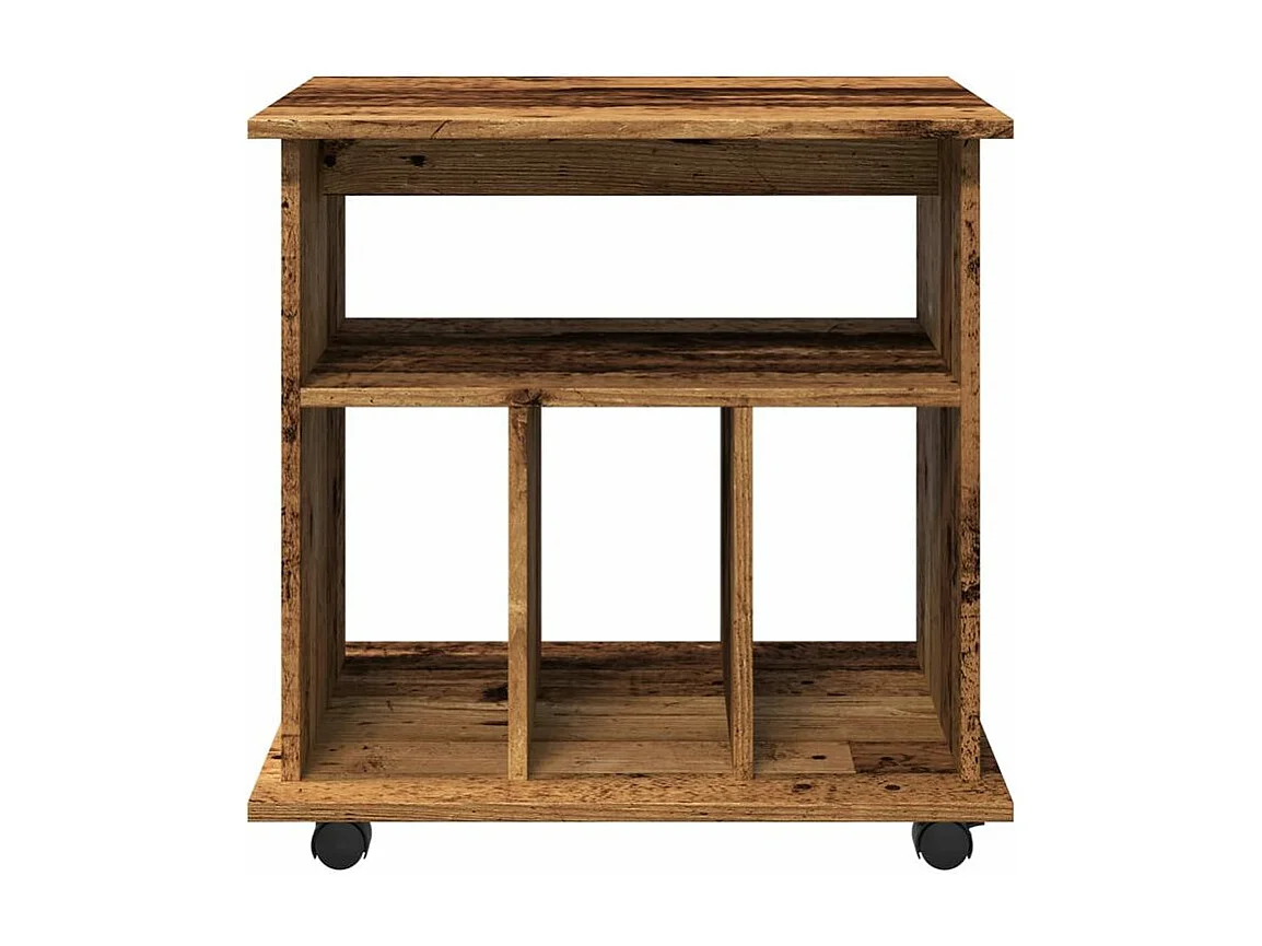 Petit meuble étagère à roulettes Ruka 60cm - Fonctionnel et moderne-Couleur Marron noisette