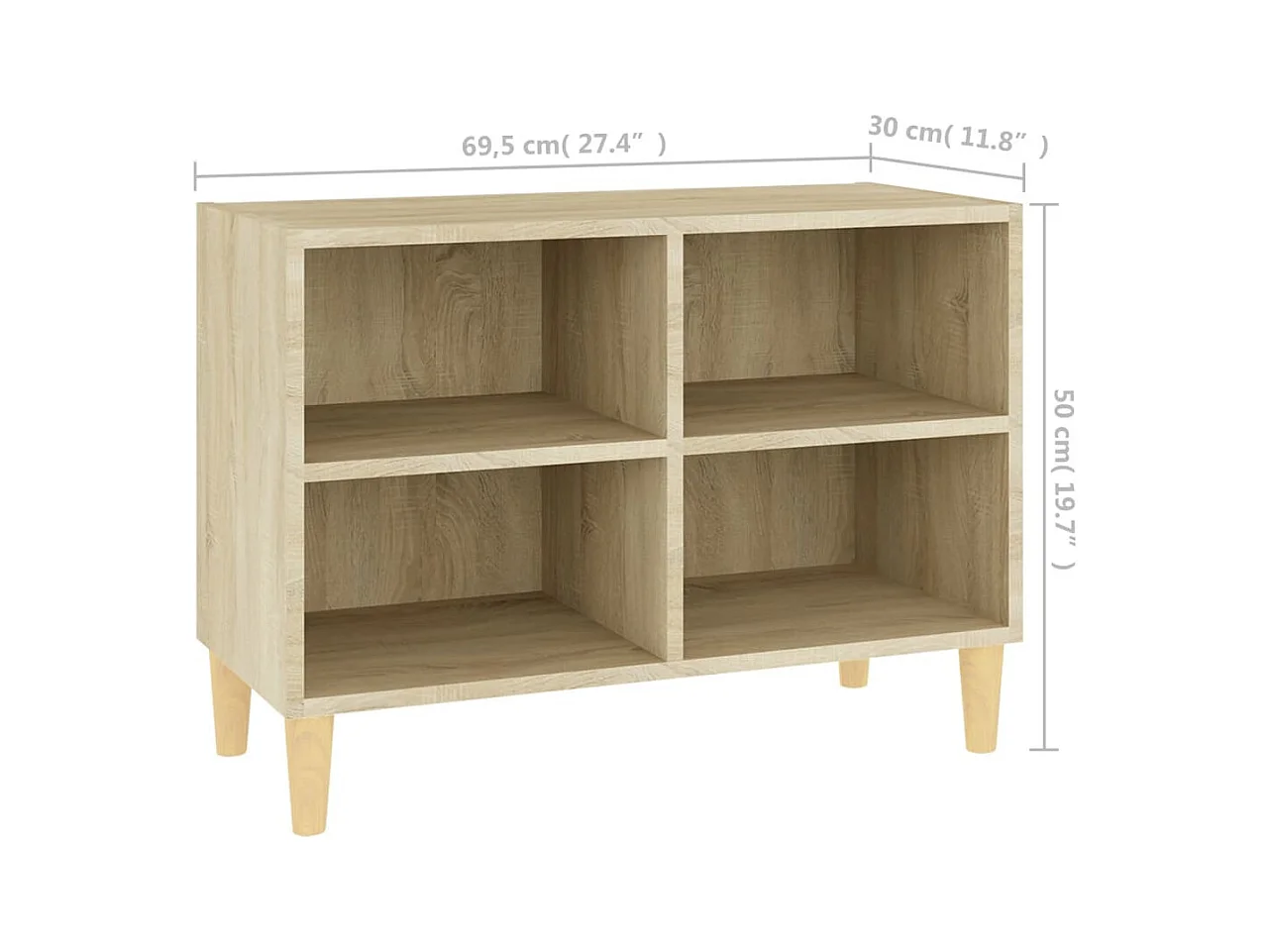 Petit meuble avec étageres sur pieds en bois naturel Kuba 70cm-Couleur Chêne clair