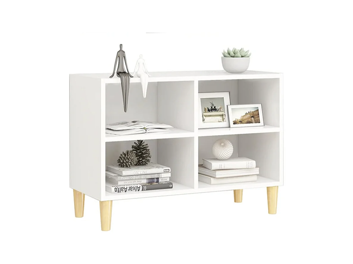 Petit meuble avec étageres sur pieds en bois naturel Kuba 70cm-Couleur Chêne clair