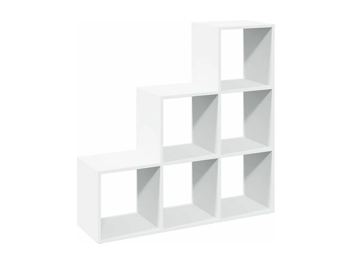 Étagère bibliothèque escalier 3 niveaux Kato 99cm - 6 niches-Couleur Blanc