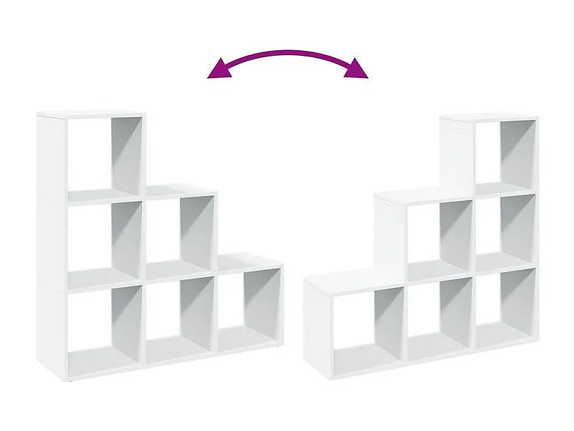 Étagère bibliothèque escalier 3 niveaux Kato 99cm - 6 niches-Couleur Blanc