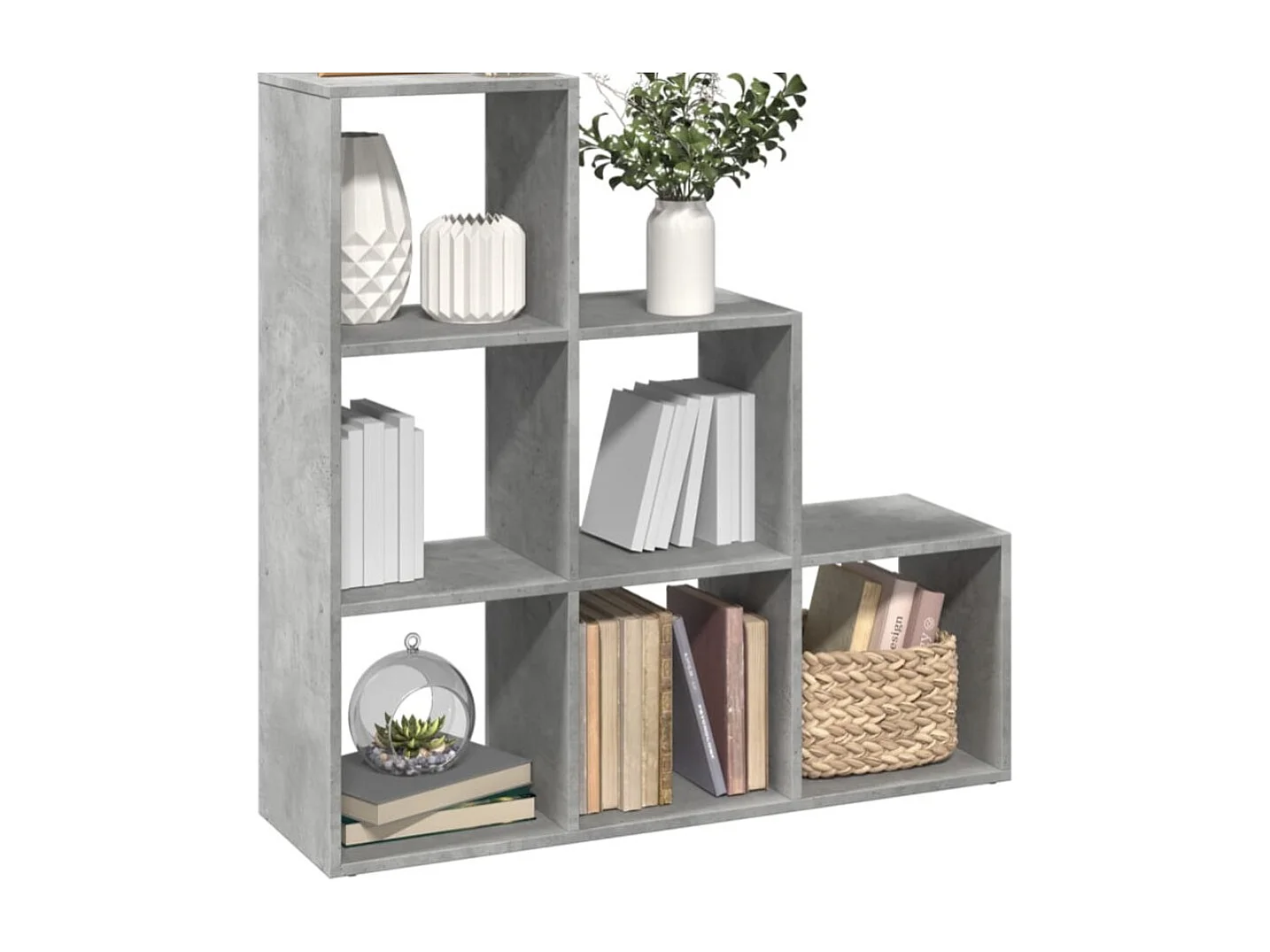 Étagère bibliothèque escalier 3 niveaux Kato 99cm - 6 niches-Couleur Blanc