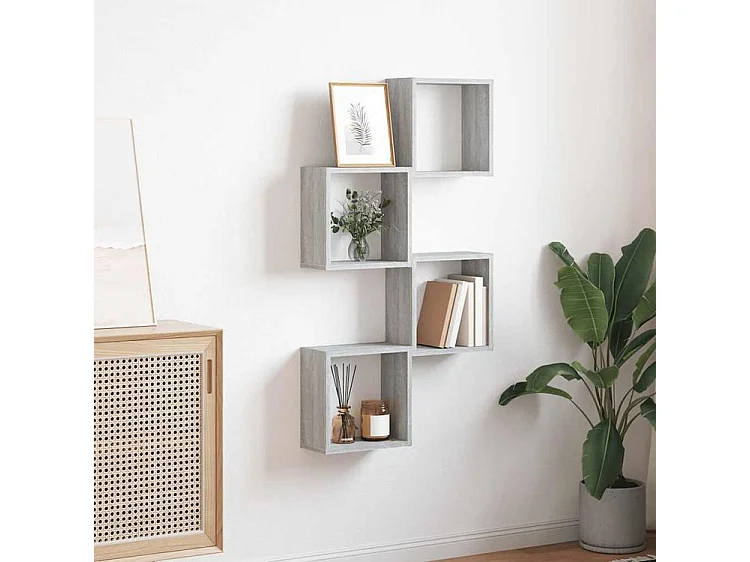 Étagères cube murales 4 pcs sonoma gris 30x15x30