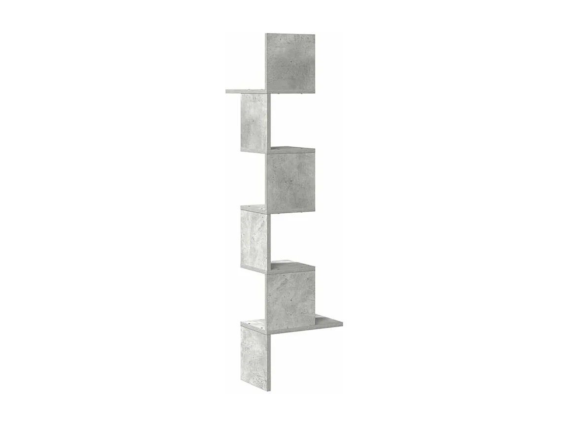 Étagère murale d'angle gris béton 32x32x127,5 bois ingénierie