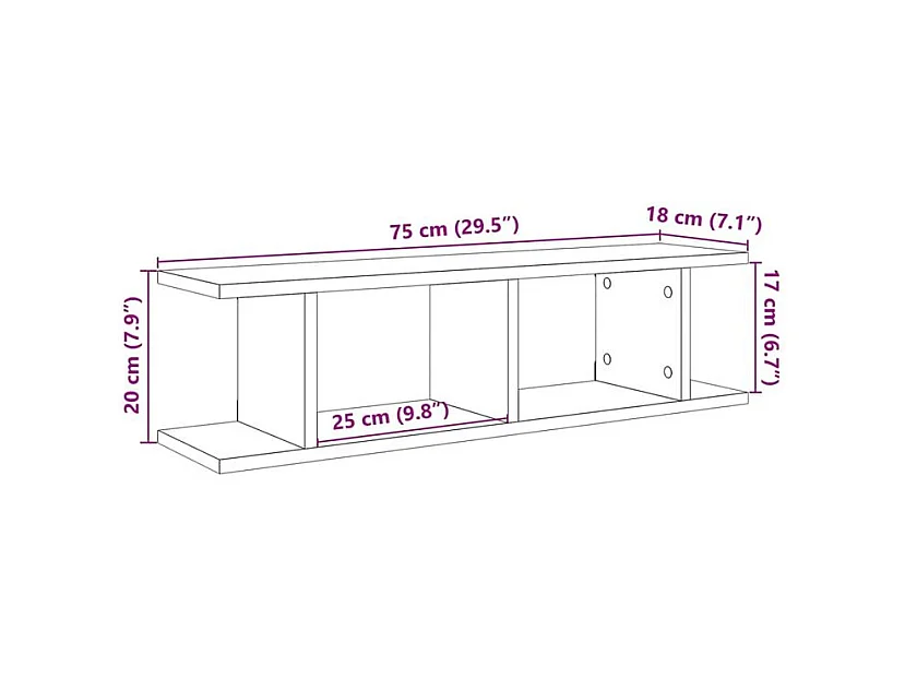 Étagères murales 2 pcs chêne artisanal 75x18x20