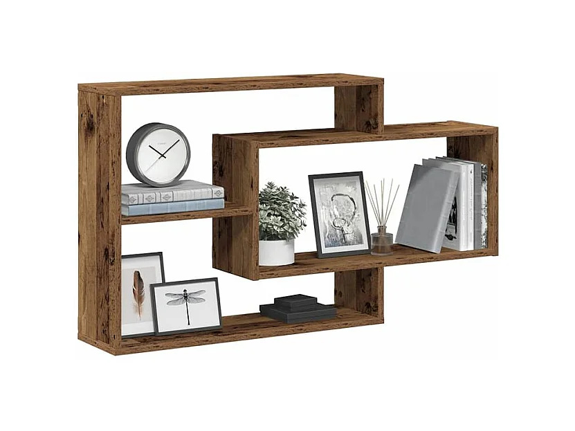 Étagère murale avec 3 espaces ouverts Kazko 104cm – Pratique et élégante-Couleur Marron noisette