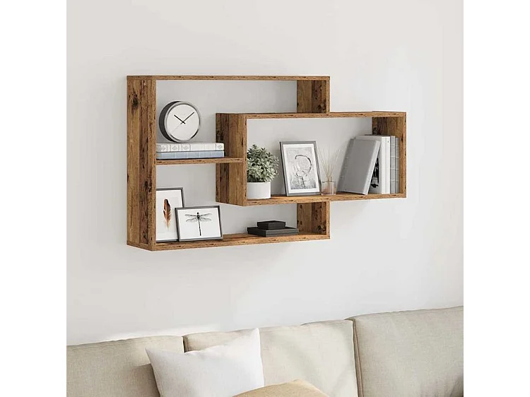 Étagère murale avec 3 espaces ouverts Kazko 104cm – Pratique et élégante-Couleur Marron noisette