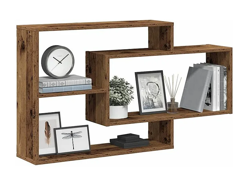 Étagère murale avec 3 espaces ouverts Kazko 104cm – Pratique et élégante-Couleur Marron noisette