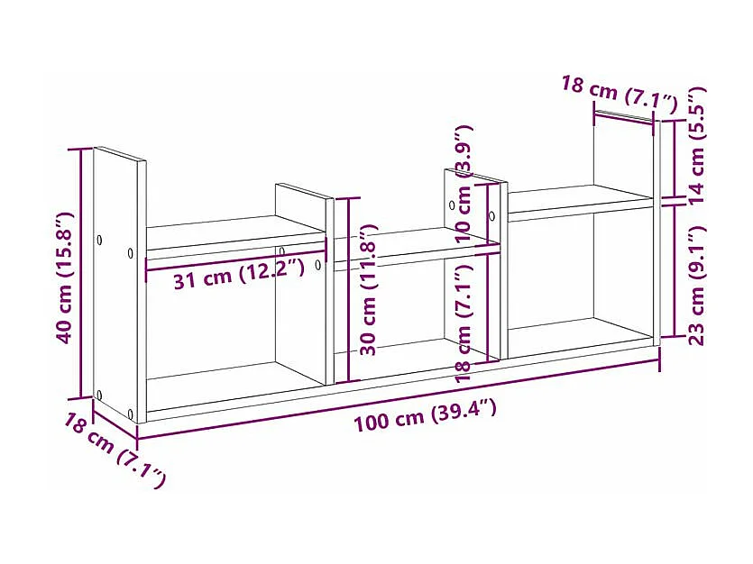 Armoire murale 100x18x40 noir bois d'ingénierie