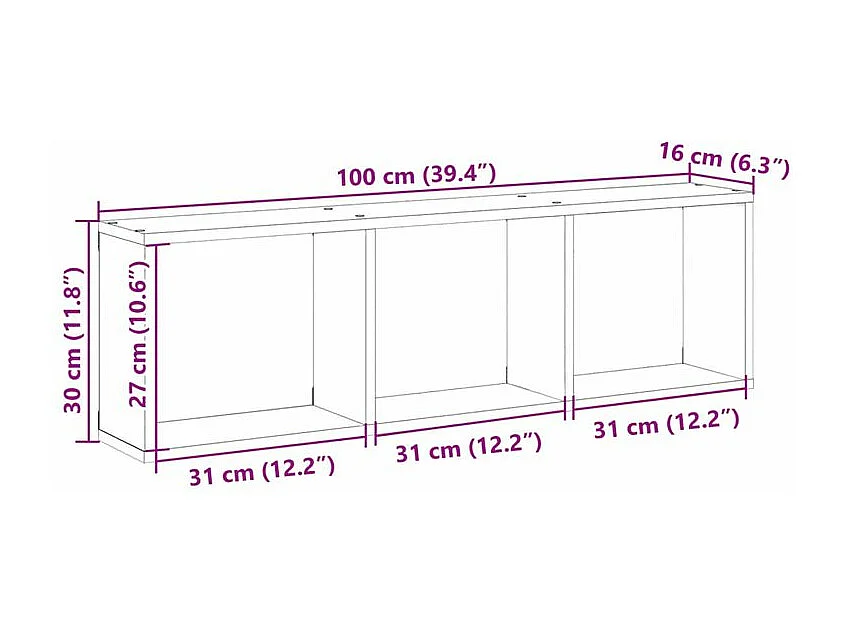 Armoire murale 100x16x30 chêne marron bois d'ingénierie
