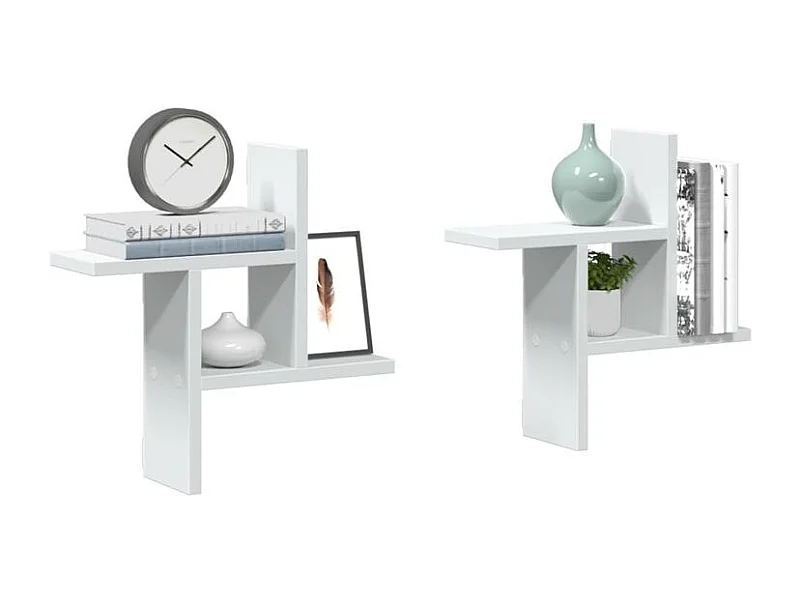 Étagères murales 2 pcs blanc 38x12x38 bois d'ingénierie