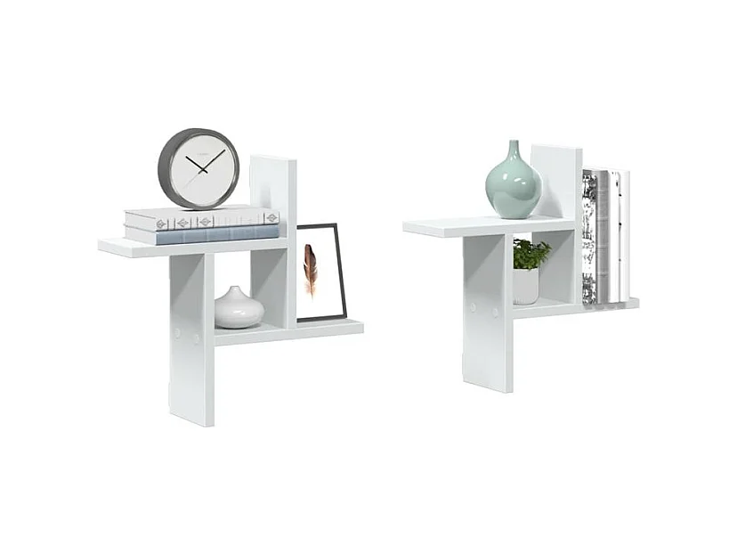 Étagères murales 2 pcs blanc 38x12x38 bois d'ingénierie