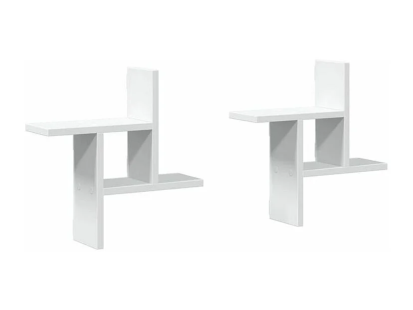 Étagères murales 2 pcs blanc 38x12x38 bois d'ingénierie
