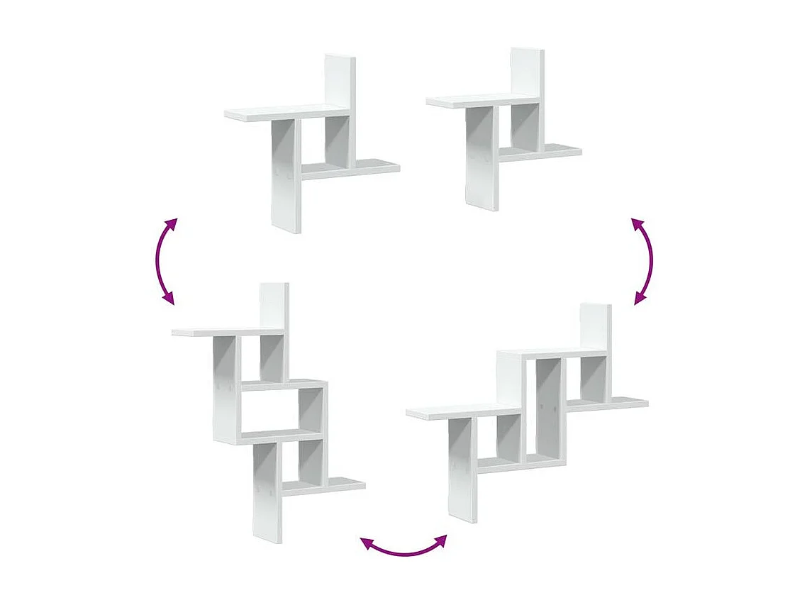 Étagères murales 2 pcs blanc 38x12x38 bois d'ingénierie