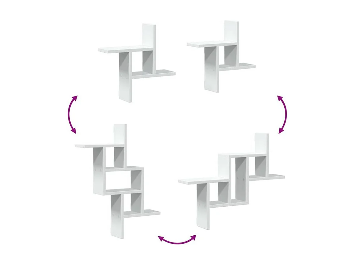 Étagères murales 2 pcs blanc 38x12x38 bois d'ingénierie