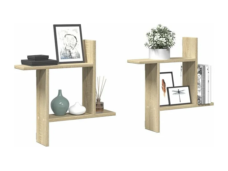 Étagères murales 2pcs chêne sonoma 50x12x50 bois d'ingénierie