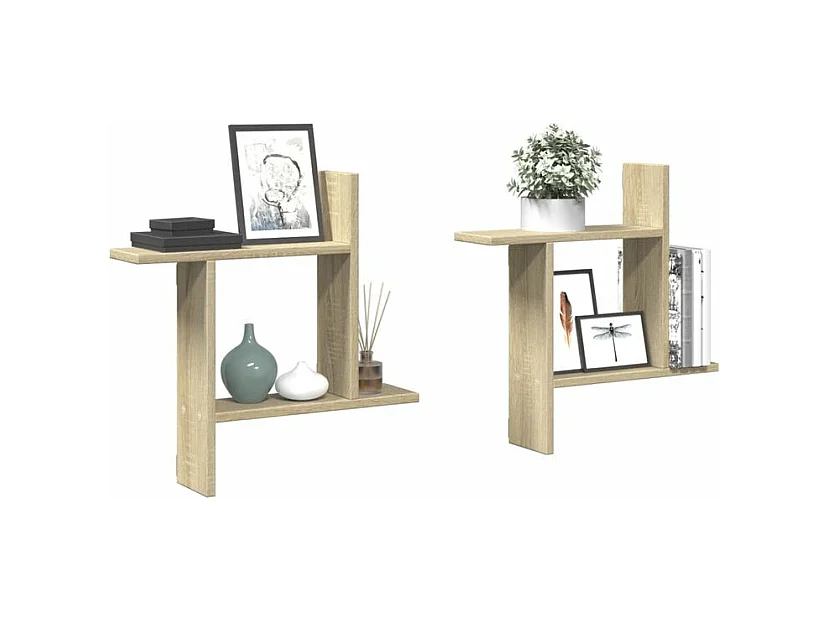 Étagères murales 2pcs chêne sonoma 50x12x50 bois d'ingénierie