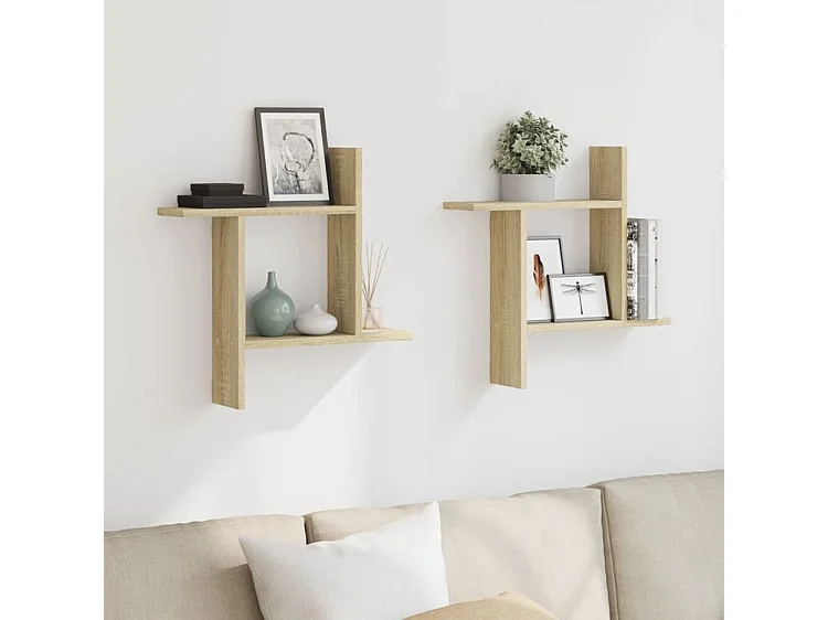 Étagères murales 2pcs chêne sonoma 50x12x50 bois d'ingénierie