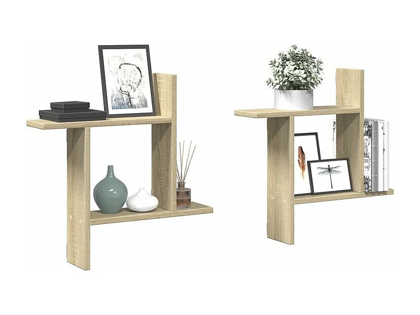 Étagères murales 2pcs chêne sonoma 50x12x50 bois d'ingénierie