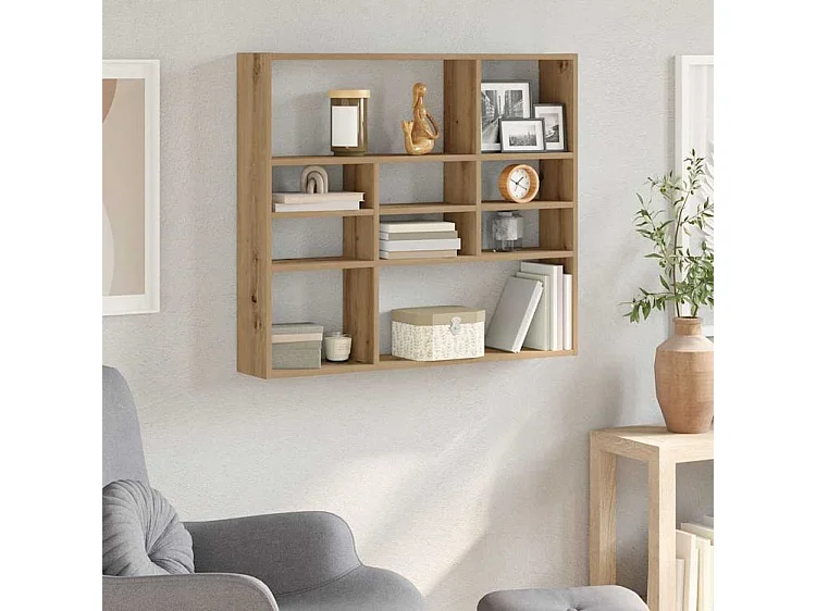 Étagère murale chêne artisanal 90x16x78 bois d'ingénierie