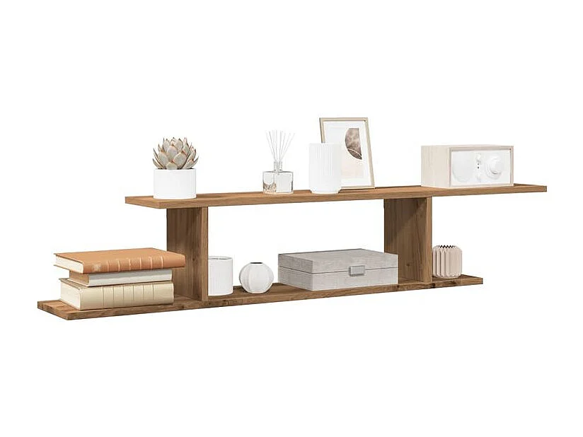 Étagère TV murale chêne artisanal 125x18x23 bois d'ingénierie