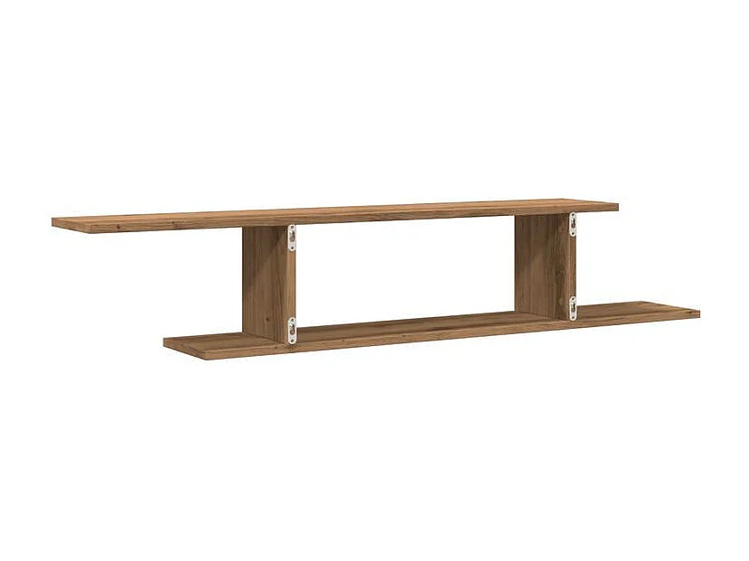 Étagère TV murale en bois Nokiz L125xH23xP18 - Adaptez à vos besoins-Marron clair