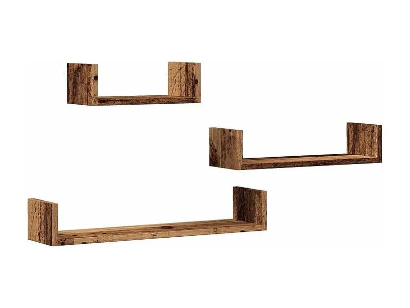Étagères murales 3 pcs vieux bois bois d'ingénierie