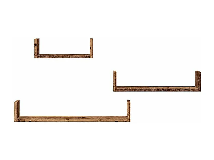 Étagères murales 3 pcs vieux bois bois d'ingénierie