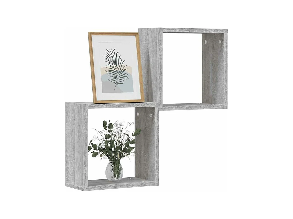 Étagères cube murales 2 pcs sonoma gris 30x15x30