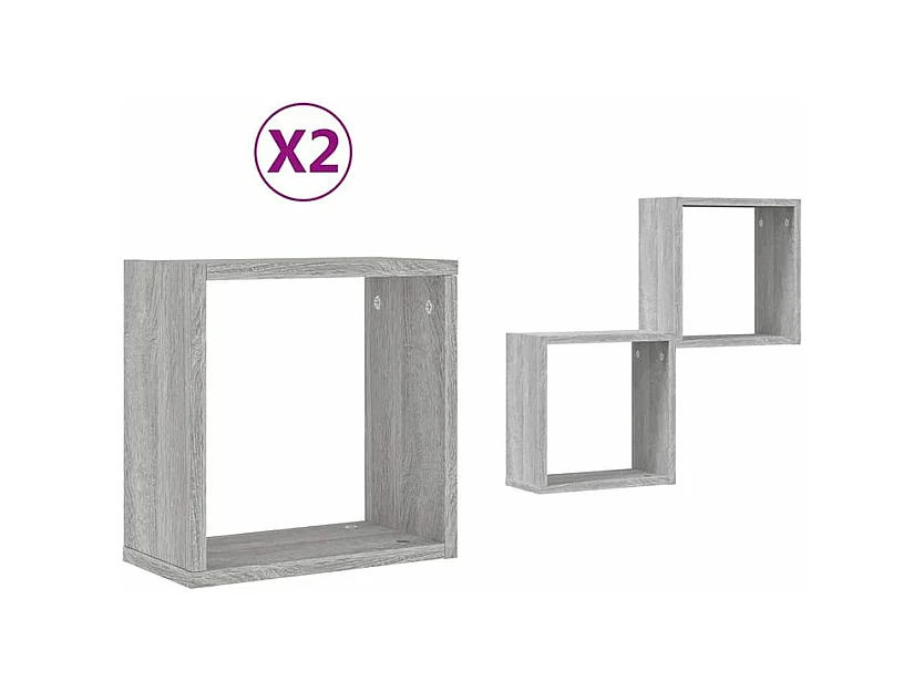 Étagères cube murales 2 pcs sonoma gris 30x15x30