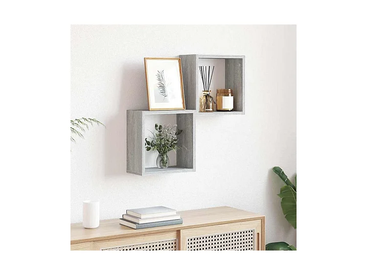 Étagères cube murales 2 pcs sonoma gris 30x15x30
