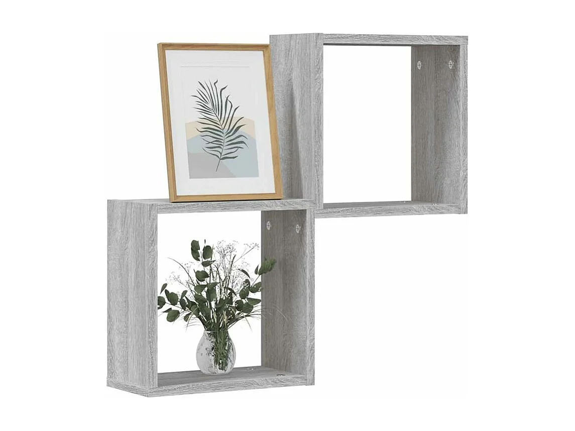 Étagères cube murales 2 pcs sonoma gris 30x15x30