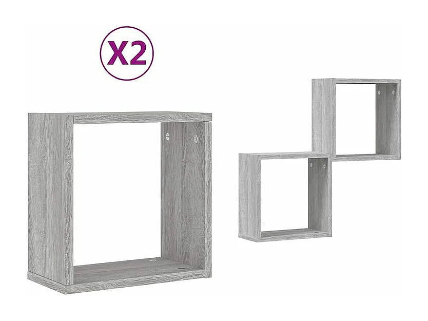 Étagères cube murales 2 pcs sonoma gris 30x15x30
