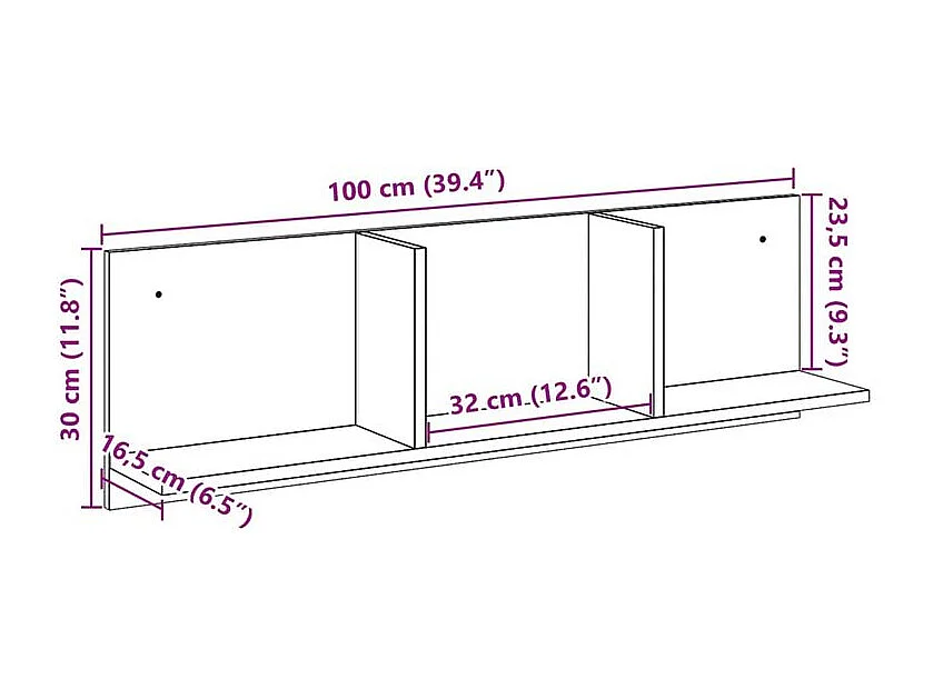 Armoire murale 100x16,5x30 chêne sonoma bois d'ingénierie