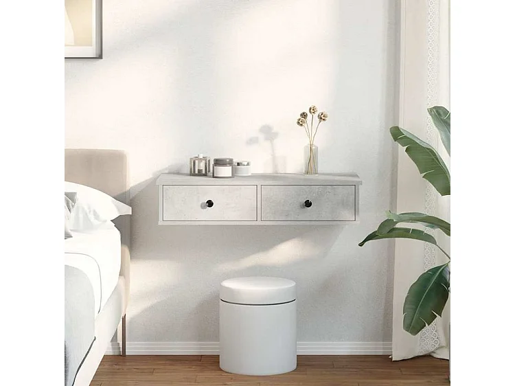 Étagère murale avec tiroirs gris béton bois d'ingénierie