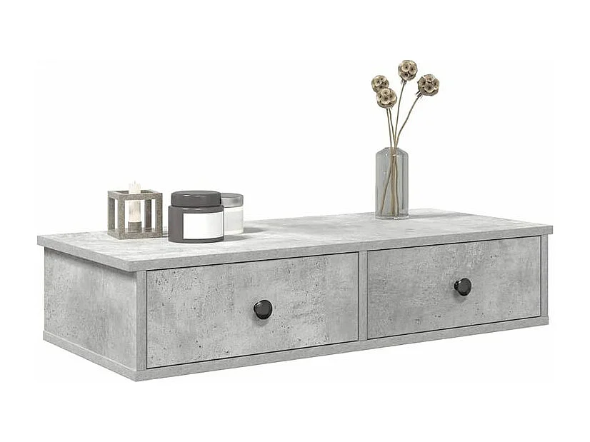 Étagère murale avec tiroirs gris béton bois d'ingénierie