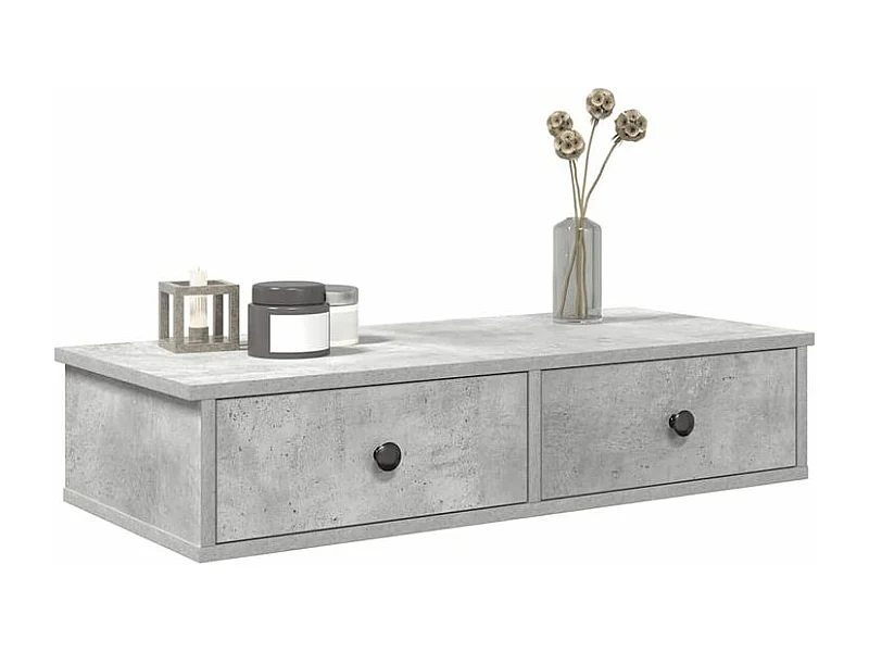 Étagère murale avec tiroirs gris béton bois d'ingénierie