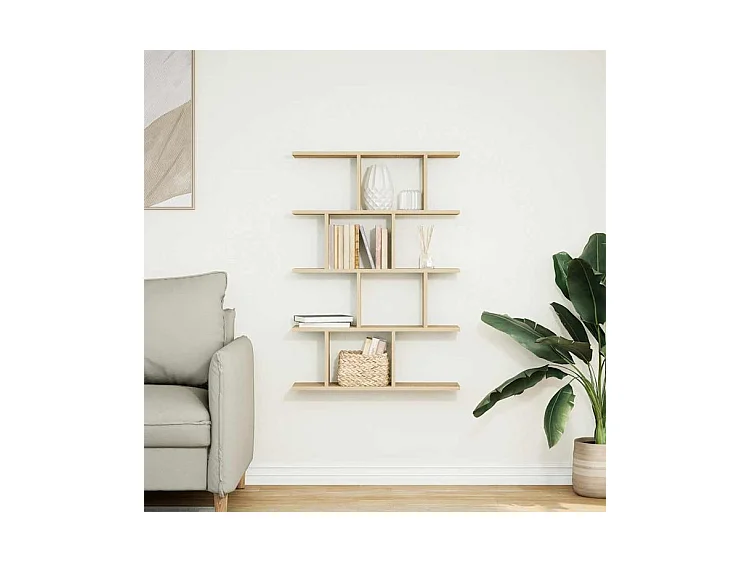 Étagère cube murale 12 compartiments chêne sonoma