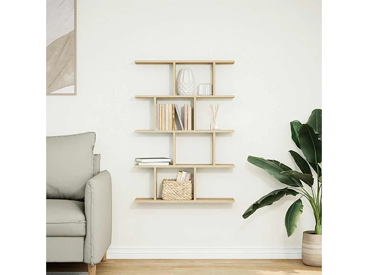 Étagère cube murale 12 compartiments chêne sonoma