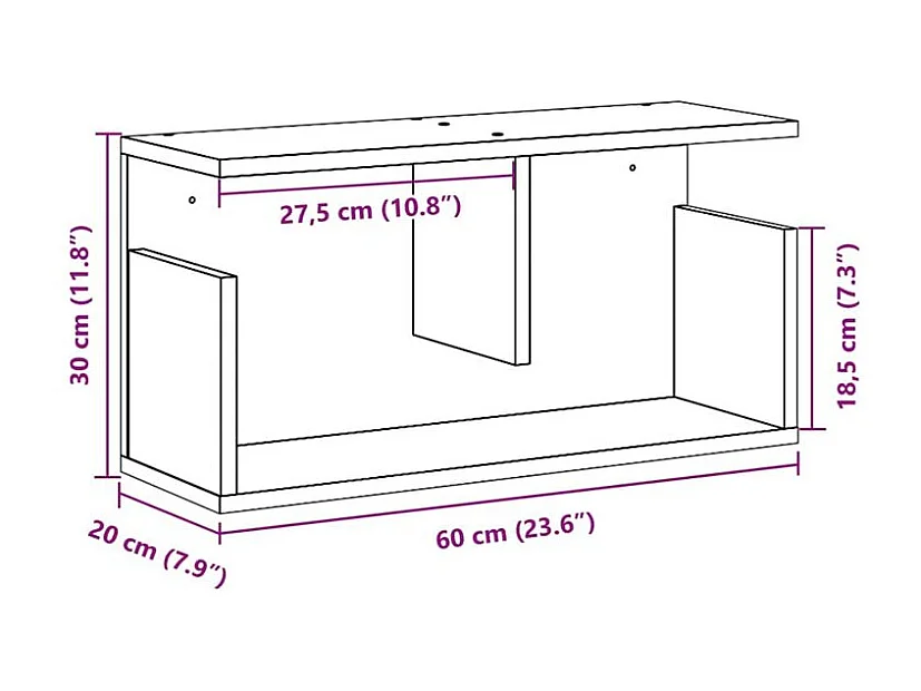 Armoire murale 60x20x30 blanc bois d'ingénierie