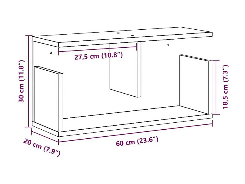 Armoire murale 60x20x30 blanc bois d'ingénierie
